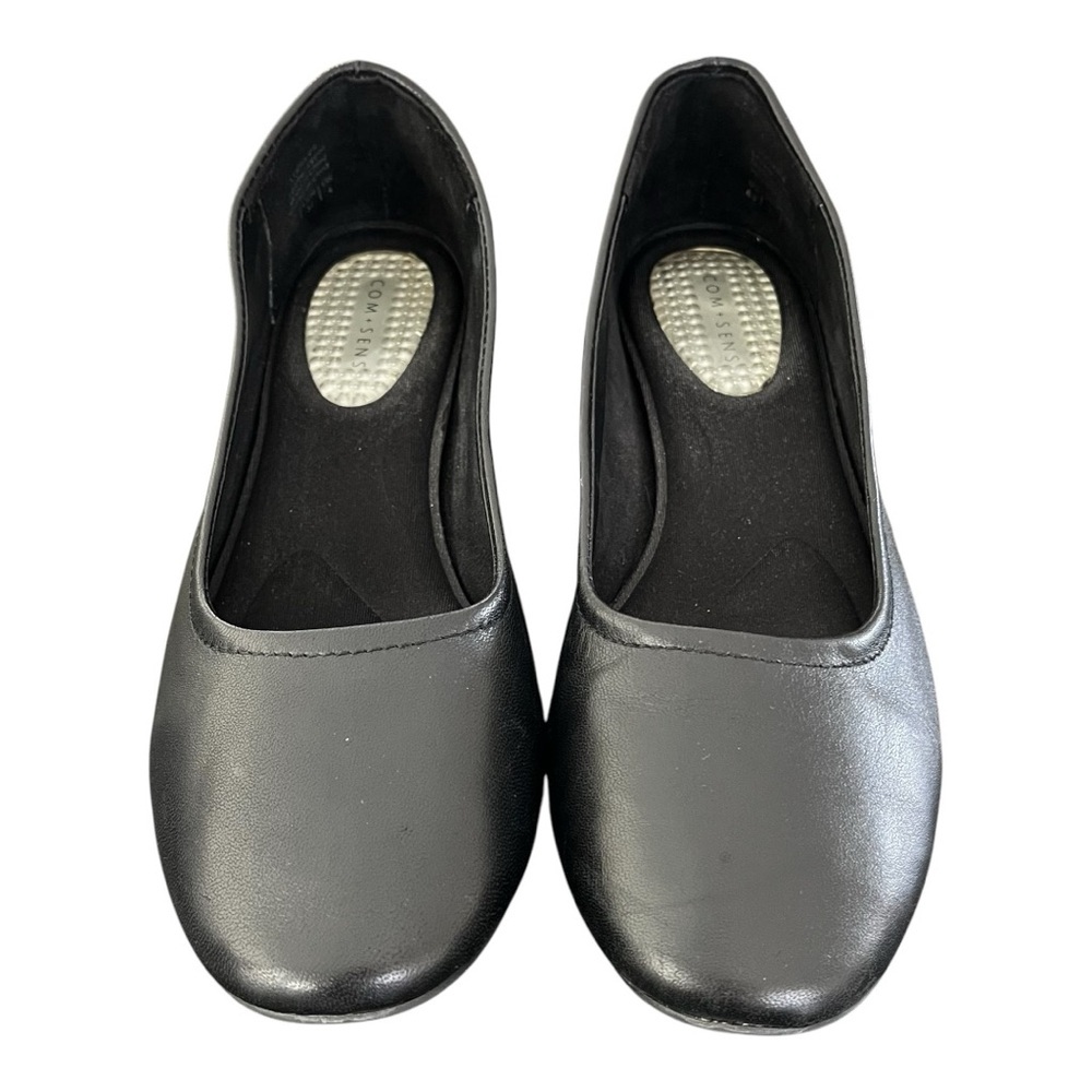 COM+SENS Womens 6.5 Lucianie Black Round Toe Soft Leather Block Heel Pump - Picture 2 of 8